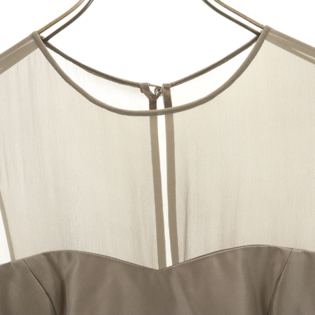 DAISY LIN For FOXEY デイジーリンフォーフォクシー 日本製 シルク ノースリーブ ギャザー ワンピース 40 グレーブラウン系 レディース