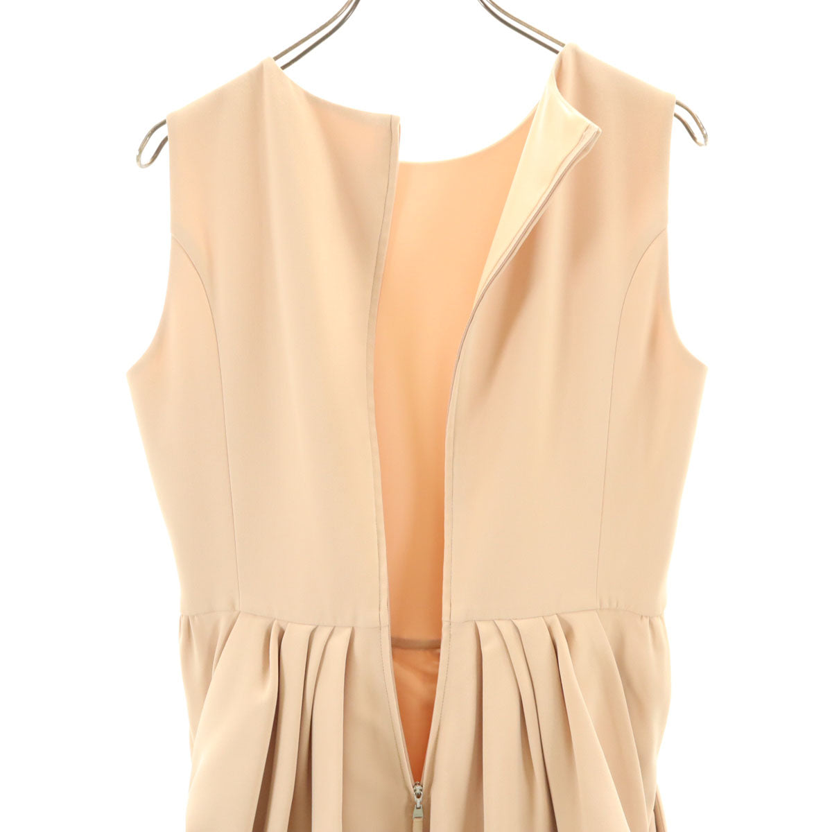 FOXEY NEW YORK フォクシーニューヨーク 日本製 ノースリーブ ミニワンピース 42 ペールオレンジ レディース