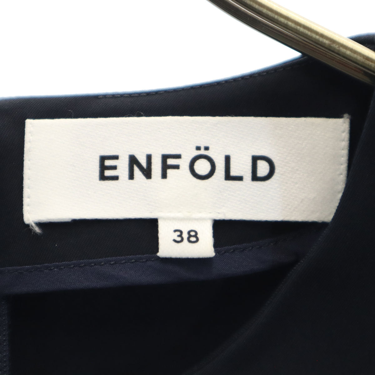 ENFOLD エンフォルド 5分袖 ワンピース 38 ネイビー レディース