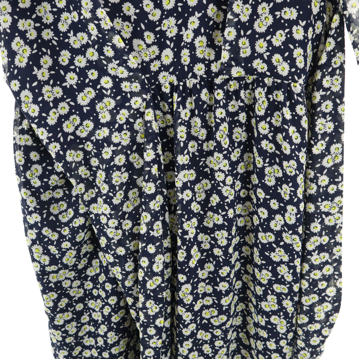 HANAE MORI 森英恵 ハナエモリ 日本製 花柄 半袖 ロングワンピース 38 ネイビー系 バックファスナー レディース