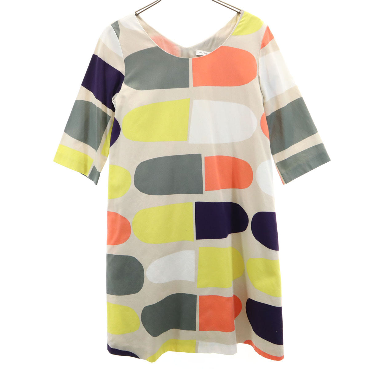 marimekko マリメッコ 総柄 5分袖 ワンピース 32 レディース