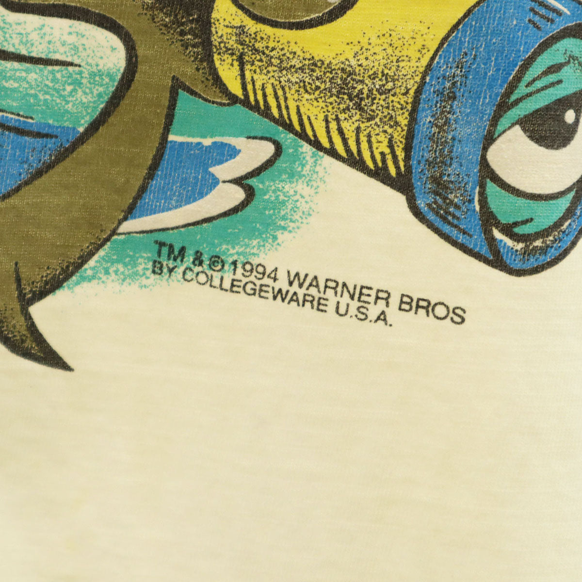 90s オールド ルーニーテューンズ ワイリー・コヨーテ 半袖 ワンピース 生成り シングルステッチ レディース