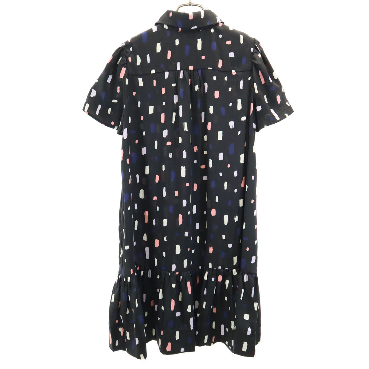 Kate Spade ケイトスペード 総柄 半袖 ワンピース S ブラック系 レディース