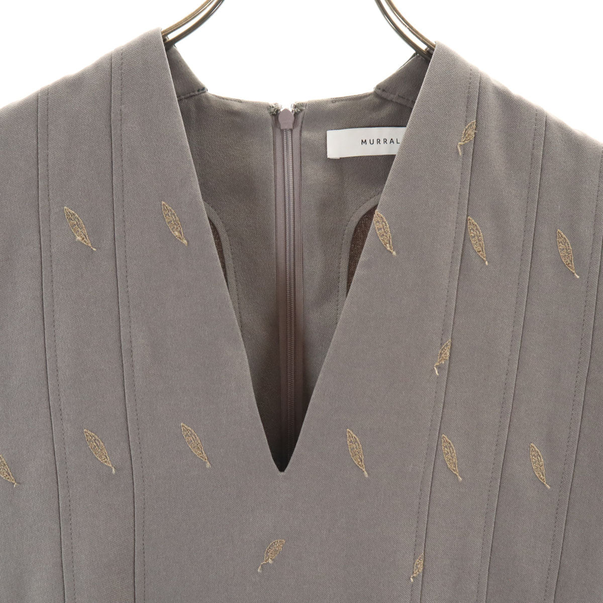 MURAL ミューラル 未使用 総柄 半袖 刺繍 ロングワンピース 1 グレー タグ付き レディース