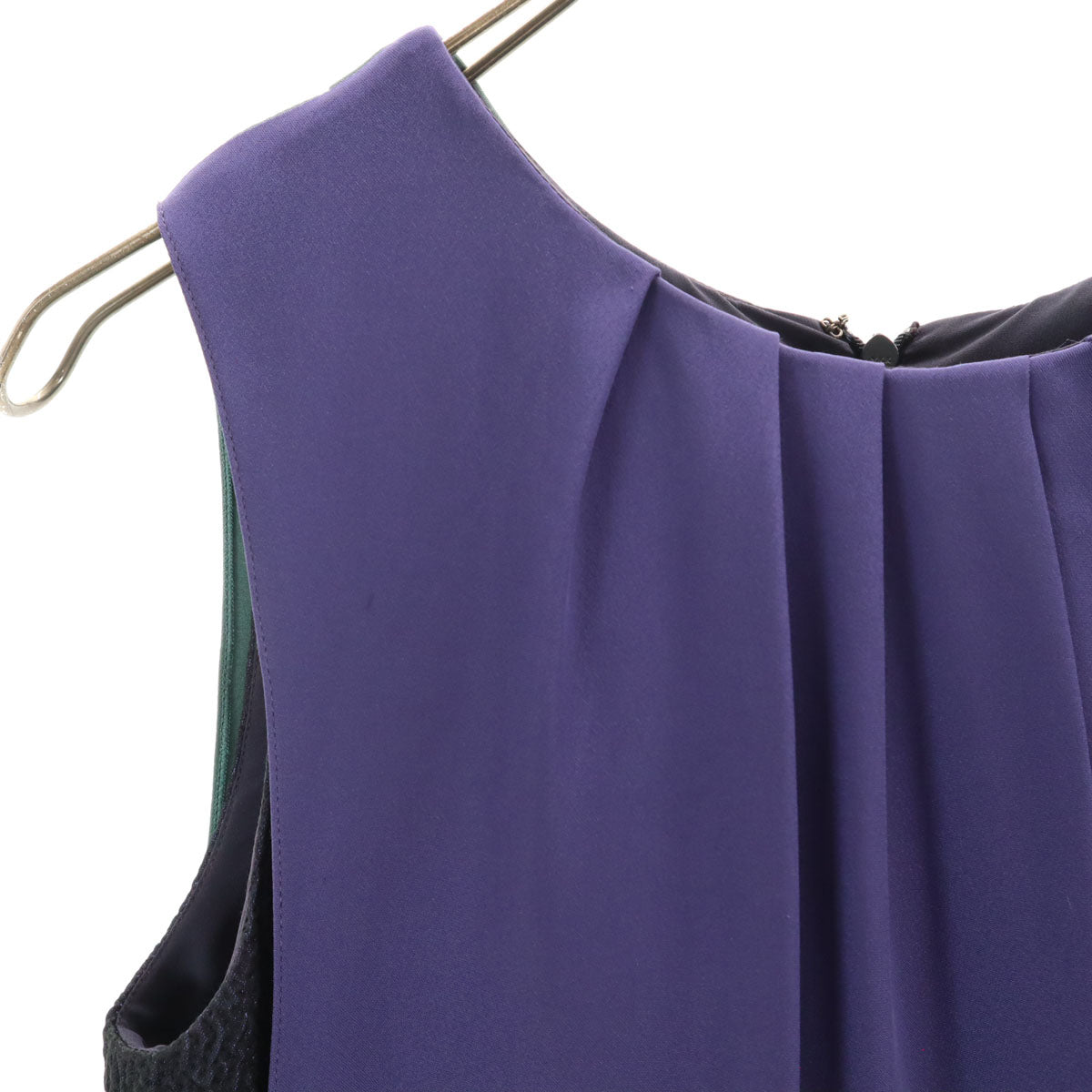 ARMANI COLLEZIONI アルマーニ コレツィオーニ ノースリーブ 膝丈ワンピース 40 ネイビー系 バックファスナー レディース