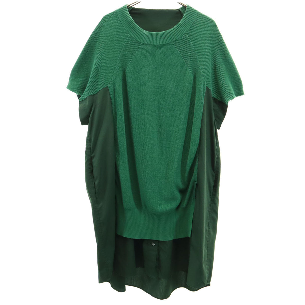 Sacai サカイ 半袖 ニット切替 ドッキング ワンピース 2 グリーン レディース