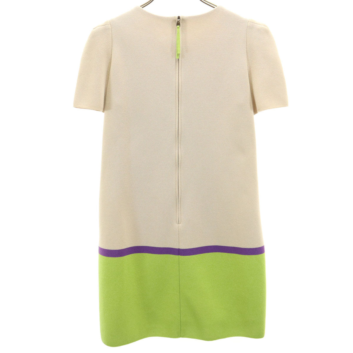 FOXEY フォクシー 日本製 半袖 ニット ミニワンピース 40 ベージュ レディース