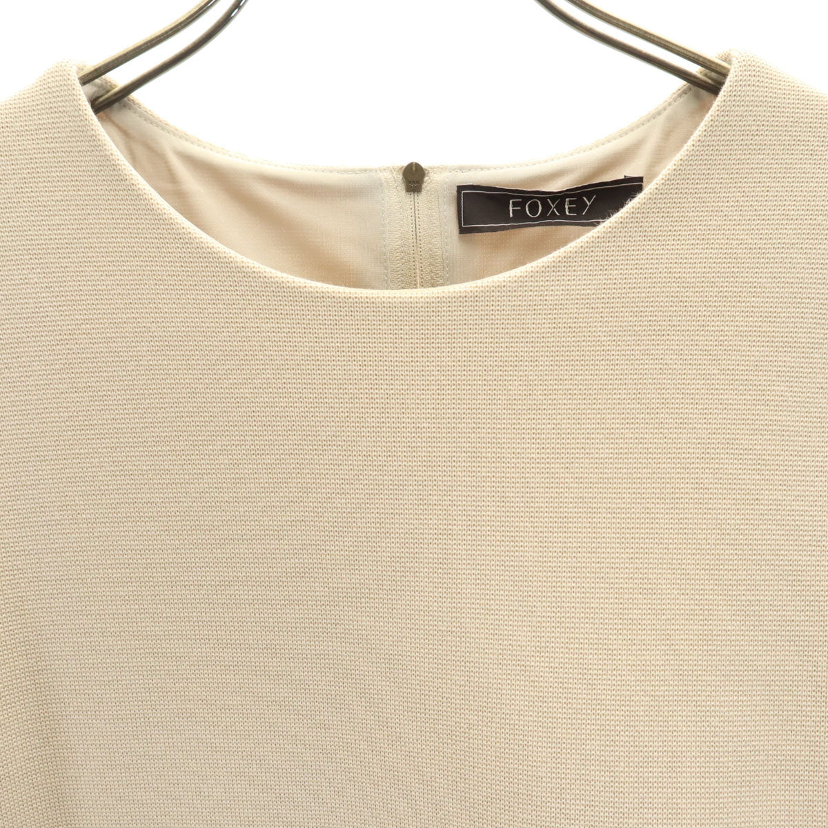 FOXEY フォクシー 日本製 半袖 ニット ミニワンピース 40 ベージュ レディース
