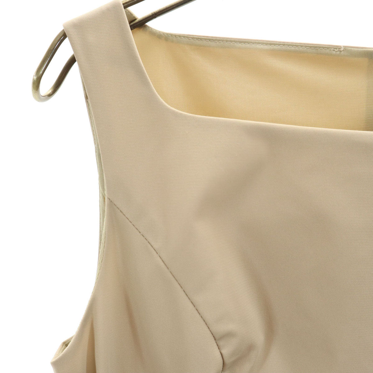 FOXEY NEW YORK フォクシーニューヨーク 日本製 ノースリーブ ボックスプリーツ ミニワンピース 38 ベージュ レディース