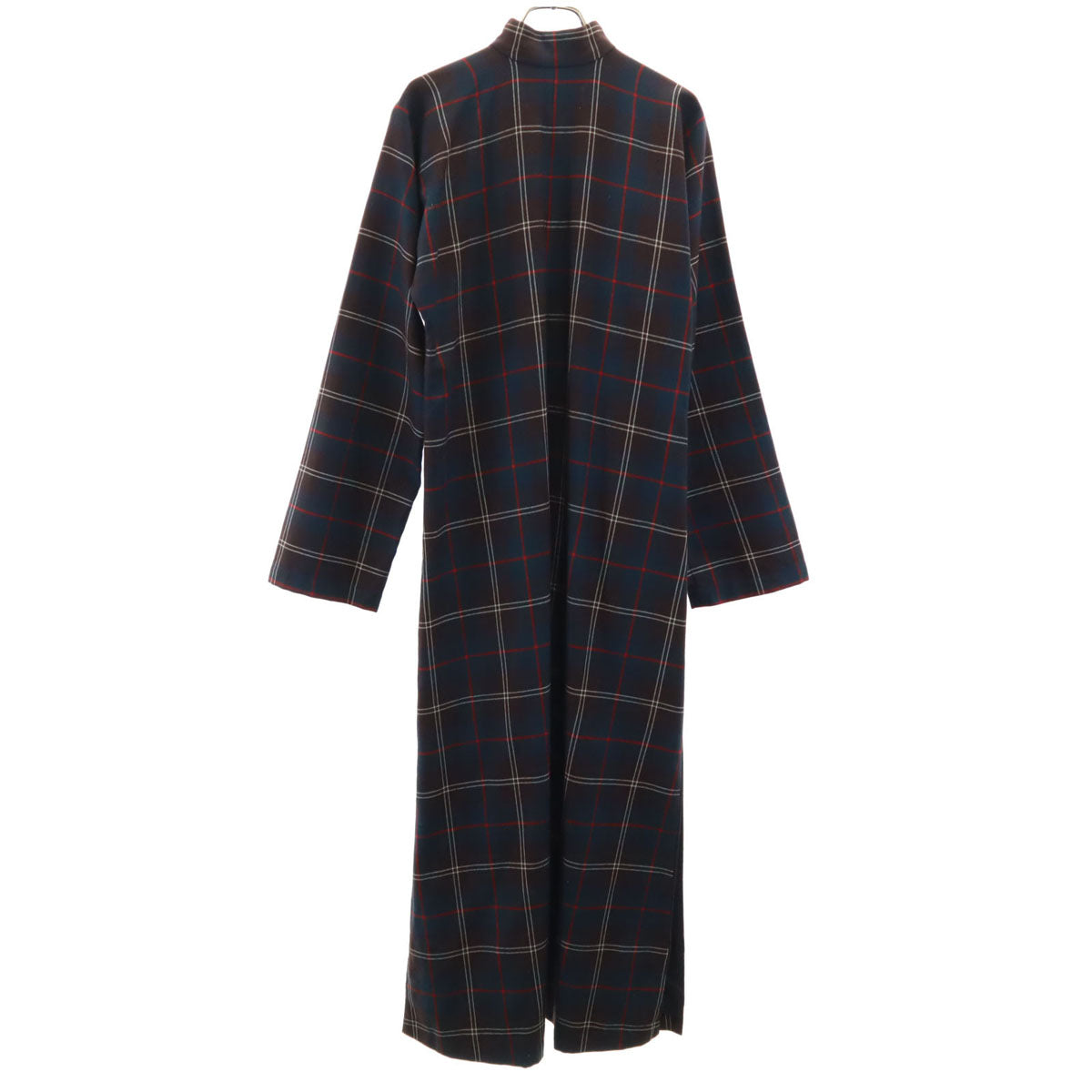 JUNYA WATANABE COMME des GARCONS ジュンヤワタナベコムデギャルソン オールド チェック柄 長袖 チャイナ ロングワンピース ブラウン系 レディース