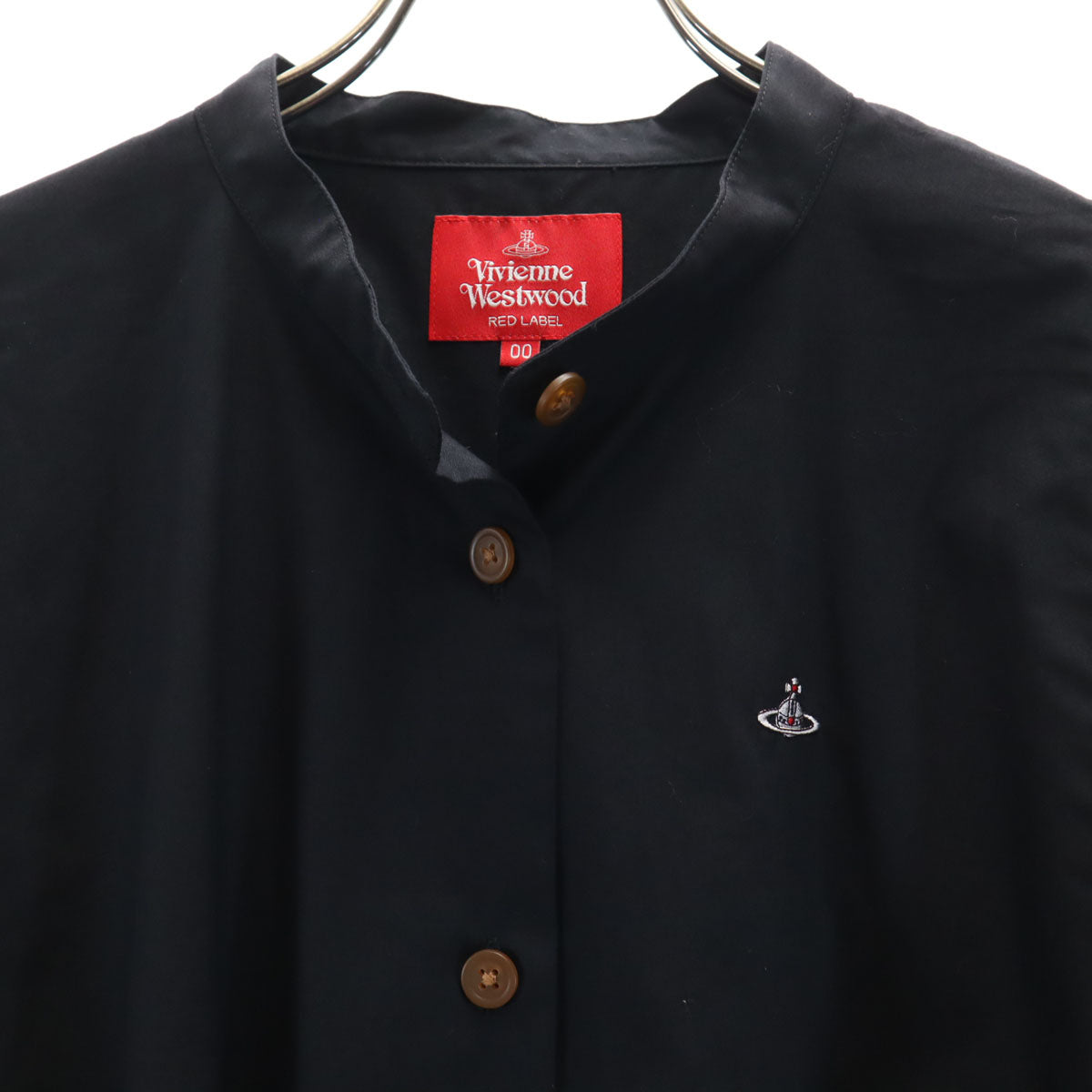 Vivienne Westwood RED LABEL ヴィヴィアンウエストウッドレッドレーベル 日本製 長袖 ノーカラー シャツ 0 0 黒 レディース