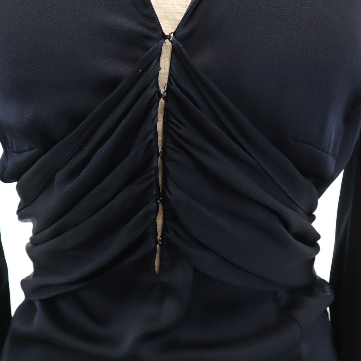 GUCCI グッチ イタリア製 シルク 長袖 ミニ シャツワンピース 38 黒 レディース