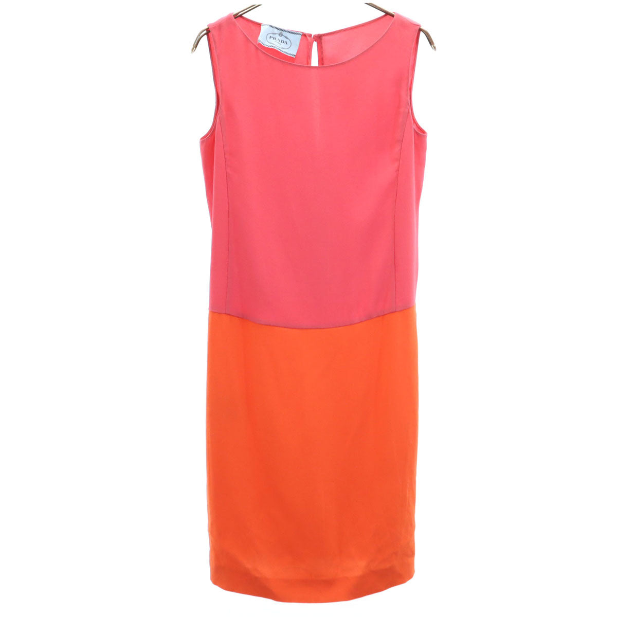 PRADA プラダ イタリア製 バイカラー ノースリーブ ワンピース 38 ピンク系 MILANO レディース