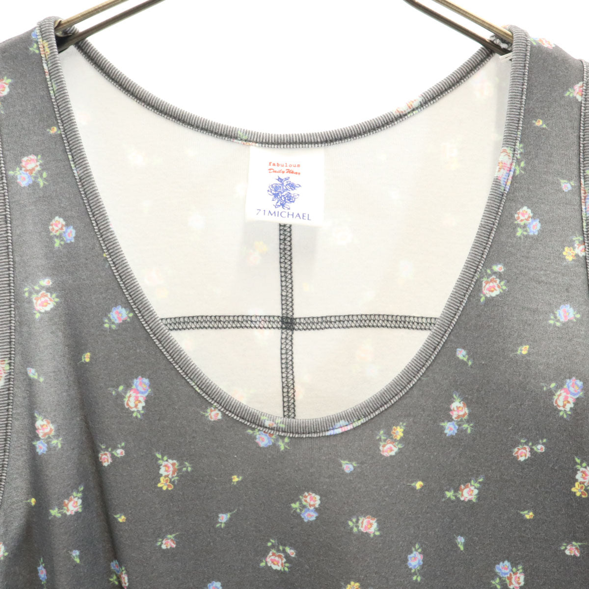 未使用 MICHAEL ミシェル 日本製 総柄 タンクトップ F グレー レディース
