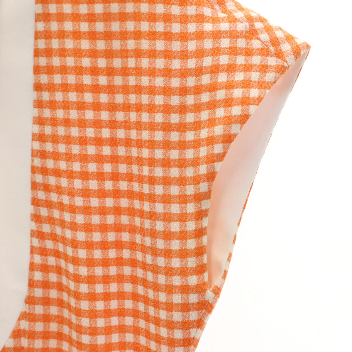 Mademoiselle Dior マドモアゼル ディオール 90s オールド ギンガムチェック柄 フレンチスリーブ ミニワンピース M オレンジ レディース