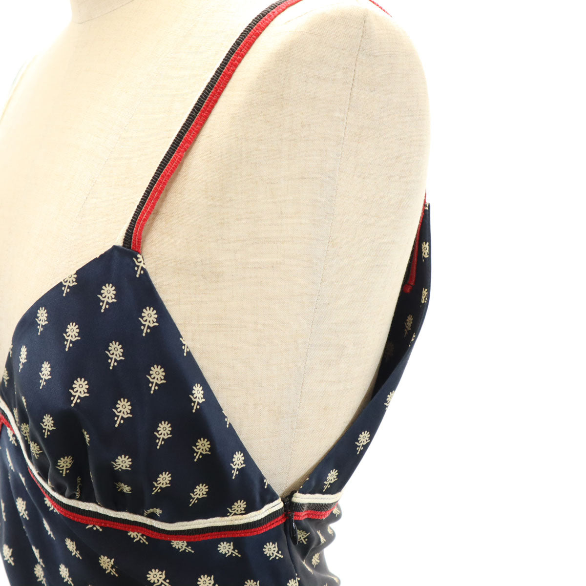 Emporio Armani エンポリオアルマーニ イタリア製 シルク 総柄 キャミワンピース 38 ネイビー レディース