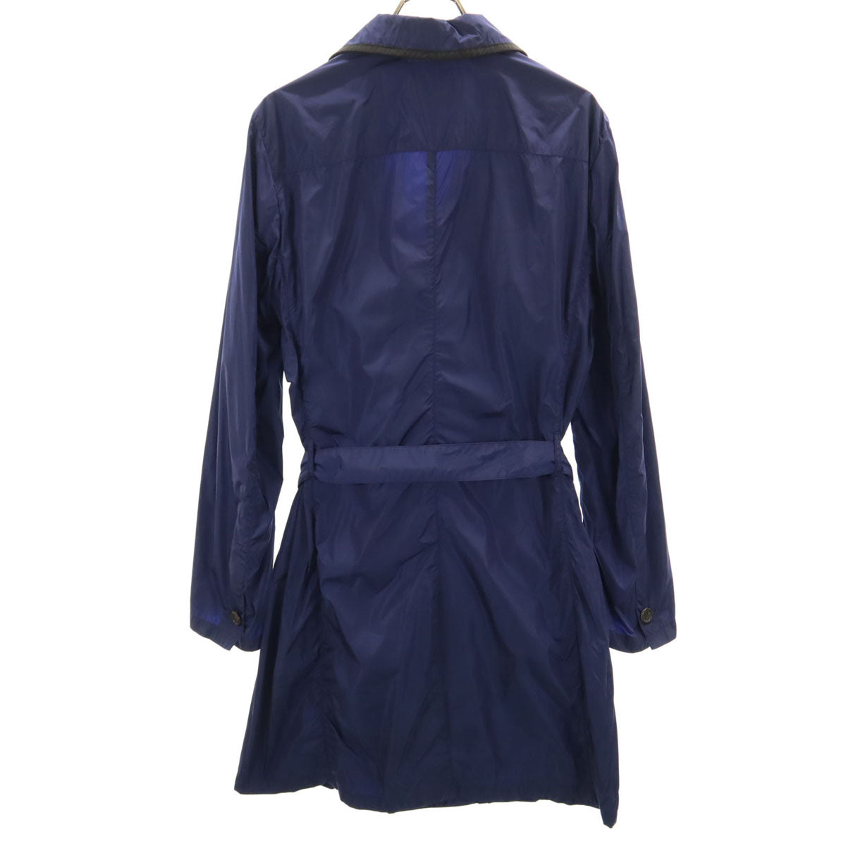 PRADA プラダ オープンカラー ナイロン コート 48 ネイビー系 メンズ