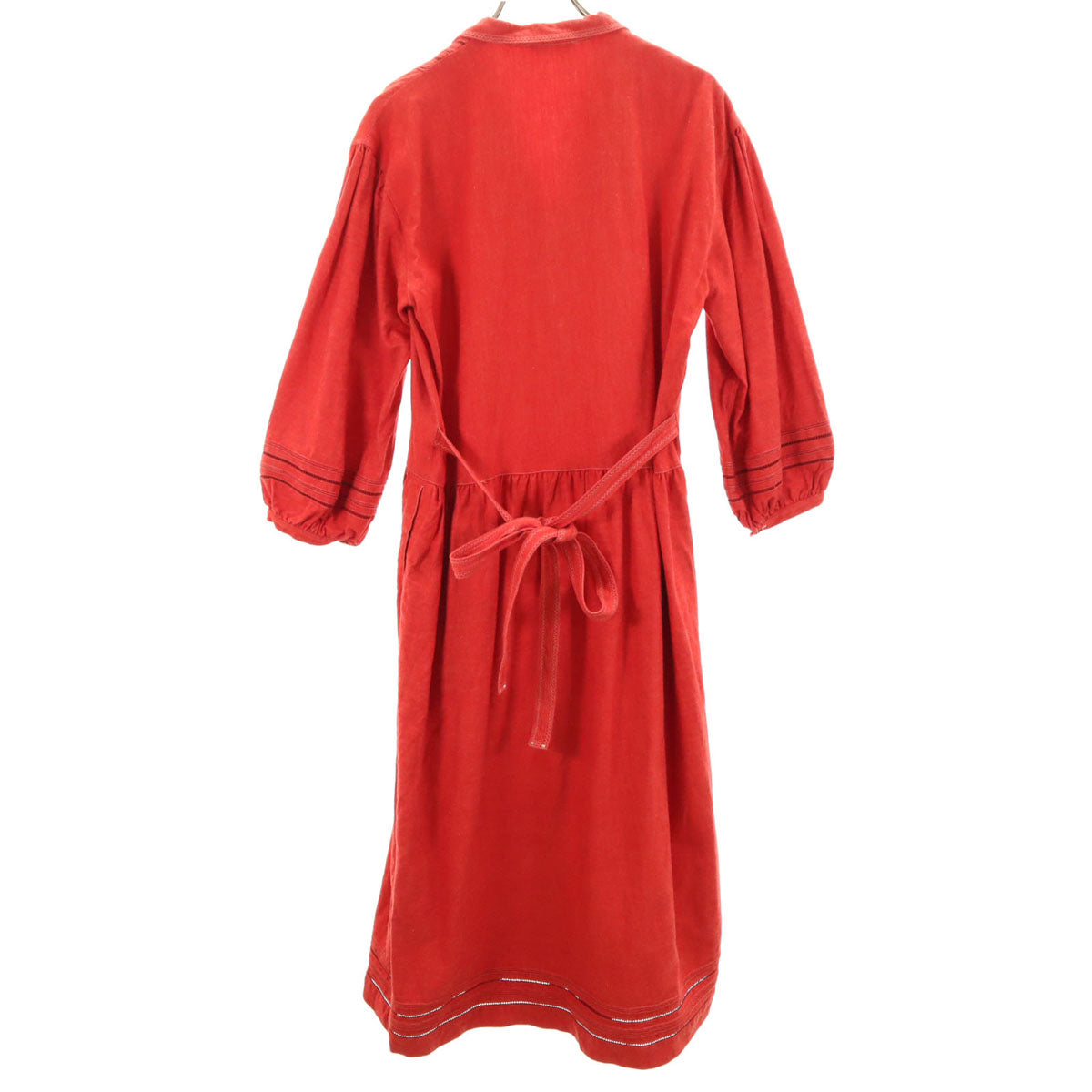 PINK HOUSE ピンクハウス 長袖 オープンカラー ナイロン ロングワンピース レッド系 レディース