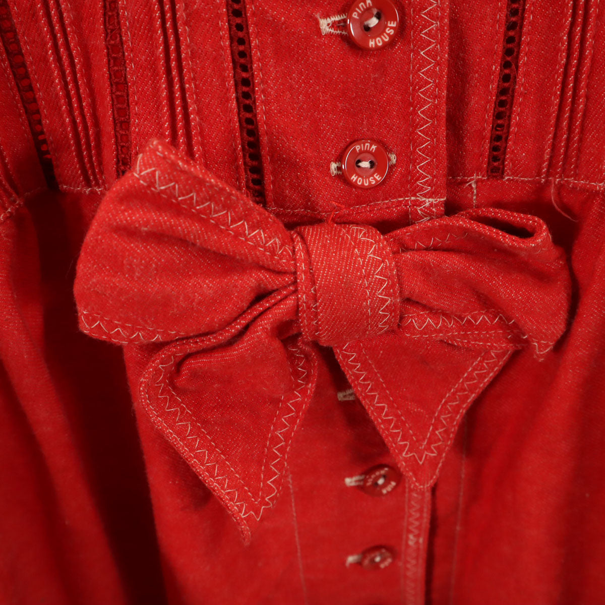 PINK HOUSE ピンクハウス 長袖 オープンカラー ナイロン ロングワンピース レッド系 レディース