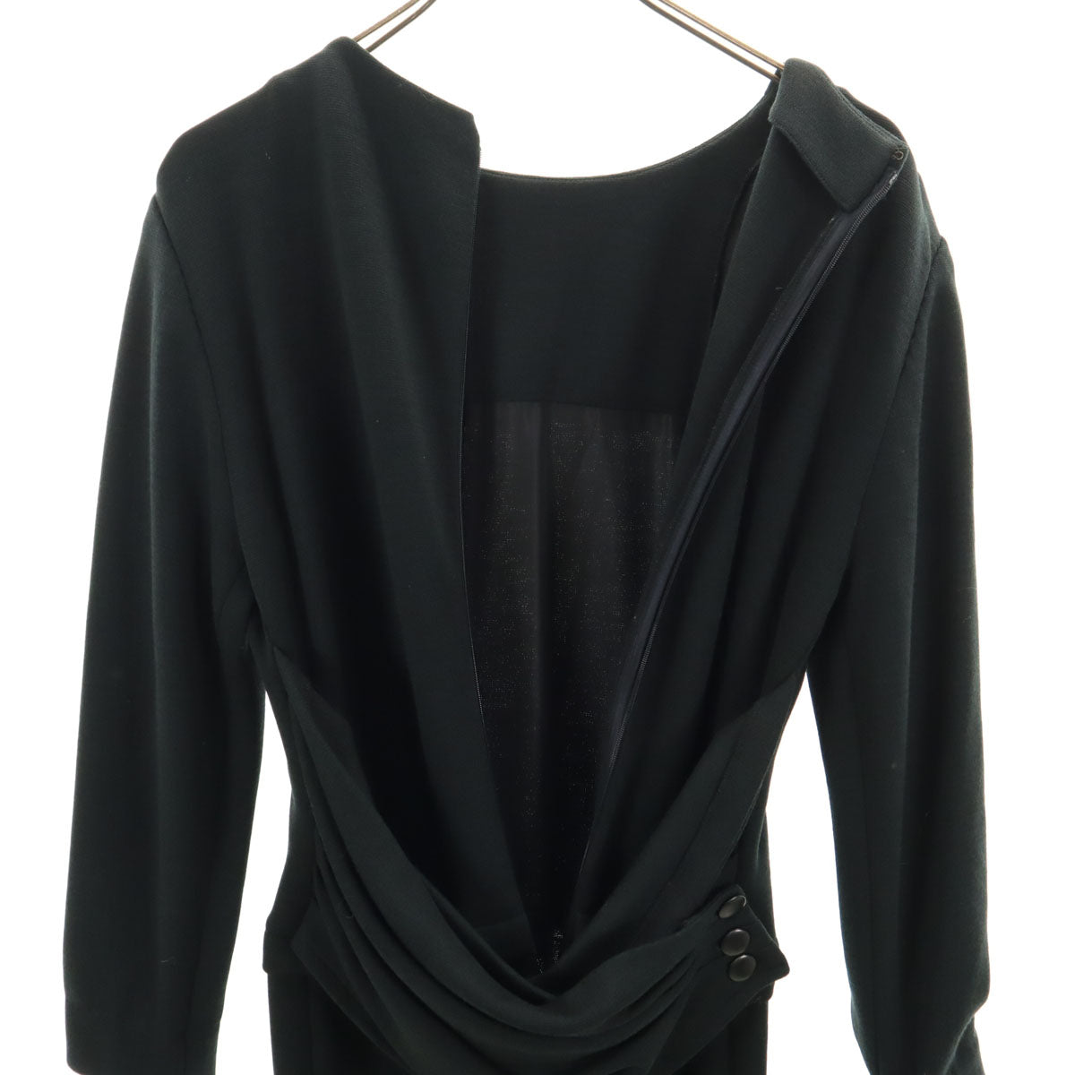 Christian Dior クリスチャンディオール 90s pret-a-porter ウール オールド 長袖 ロングワンピース 11 ブラック系 バックファスナー レディース