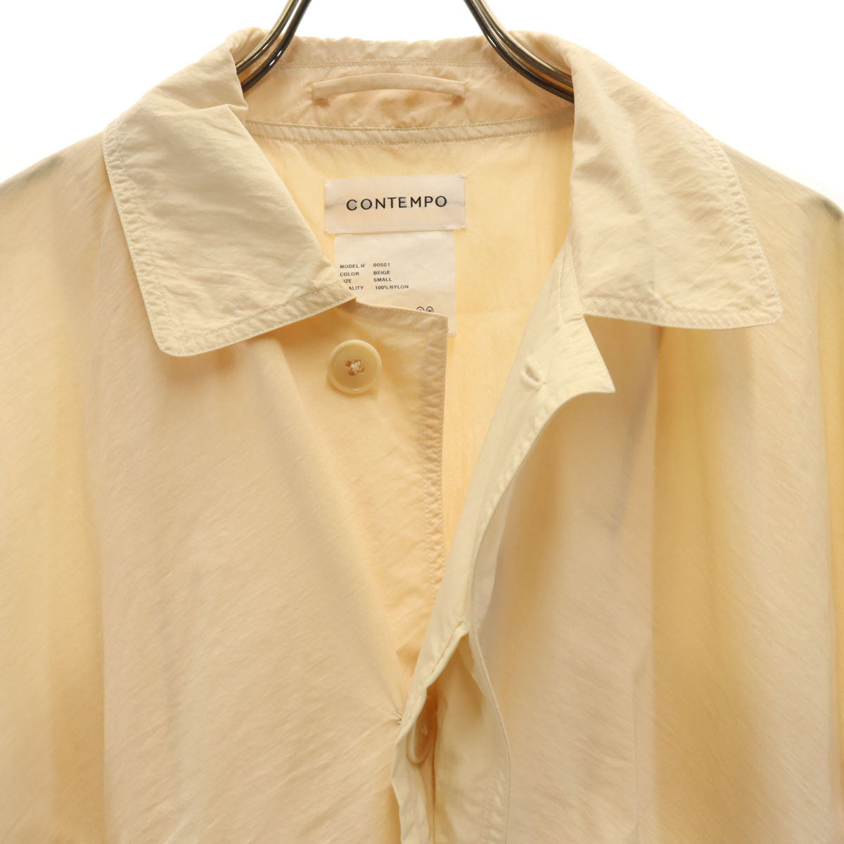 CONTEMPO コンテンポ 日本製 ナイロン ロングコート S クリーム系 メンズ