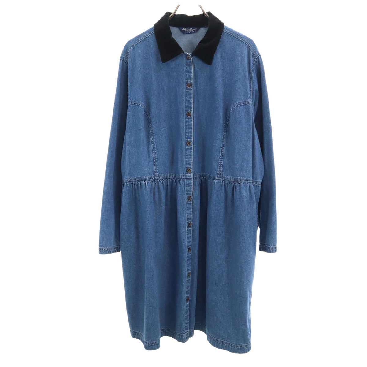 Eddie Bauer エディバウアー 長袖 デニム シャツワンピース XXL インディゴ アウトドア ビッグサイズ レディース
