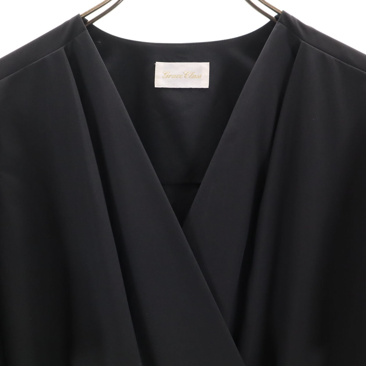 GRACE CLASS グレースクラス 日本製 半袖 バルーンスリーブ ロングワンピース 36 黒 レディース