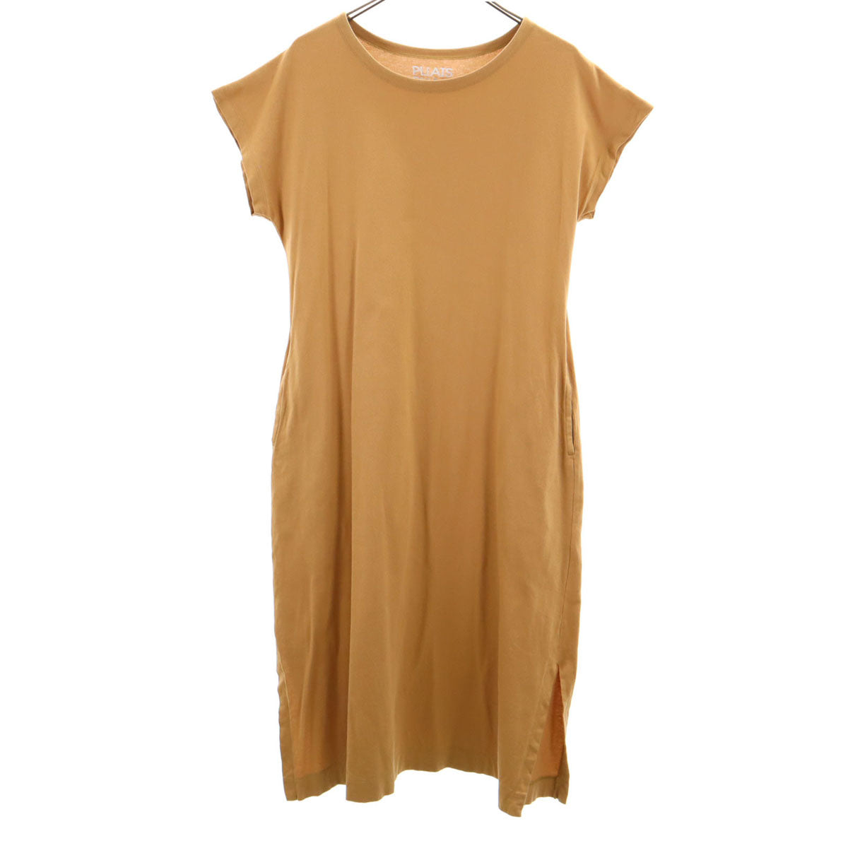 PLEATS PLEASE ISSEY MIYAKE. プリーツプリーズイッセイミヤケ 日本製 フレンチスリーブ ロングワンピース 3 ベージュ系 レディース