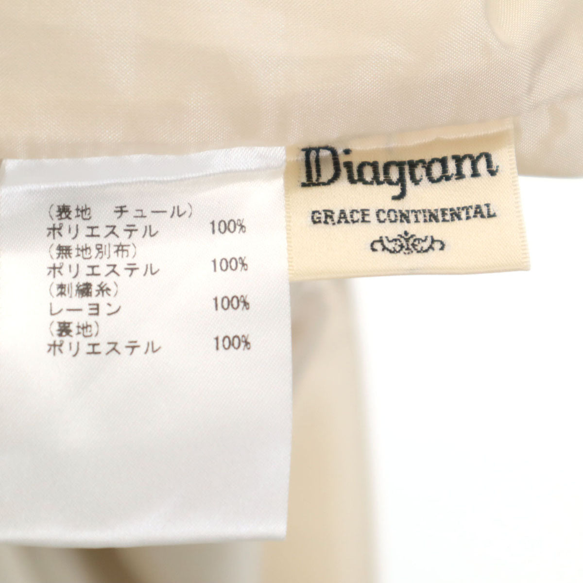 Diagram GRACE CONTINENTAL ダイアグラム グレースコンチネンタル 総刺繍 ノースリーブ 膝丈ワンピース 36 アイボリー系 レディース