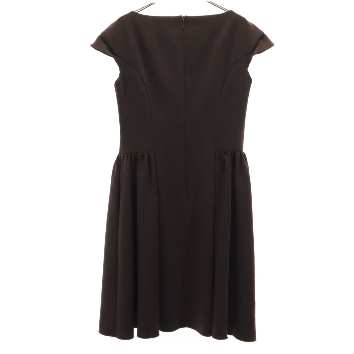 Rene ルネ 日本製 フレンチスリーブ 膝丈ワンピース 36 ブラウン レディース