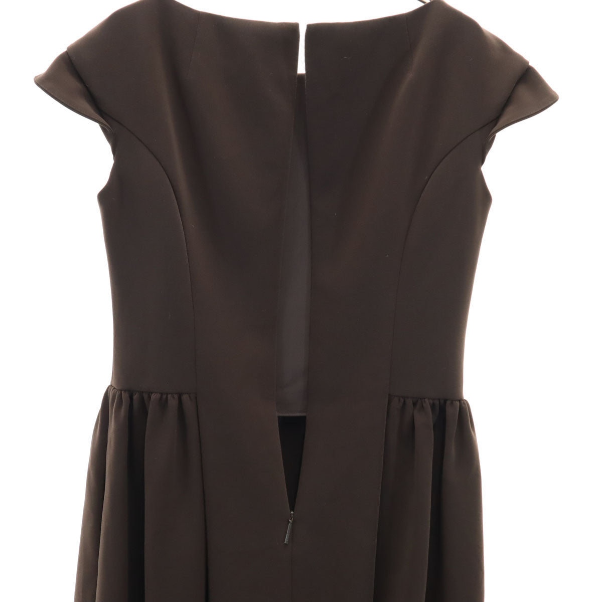 Rene ルネ 日本製 フレンチスリーブ 膝丈ワンピース 36 ブラウン レディース