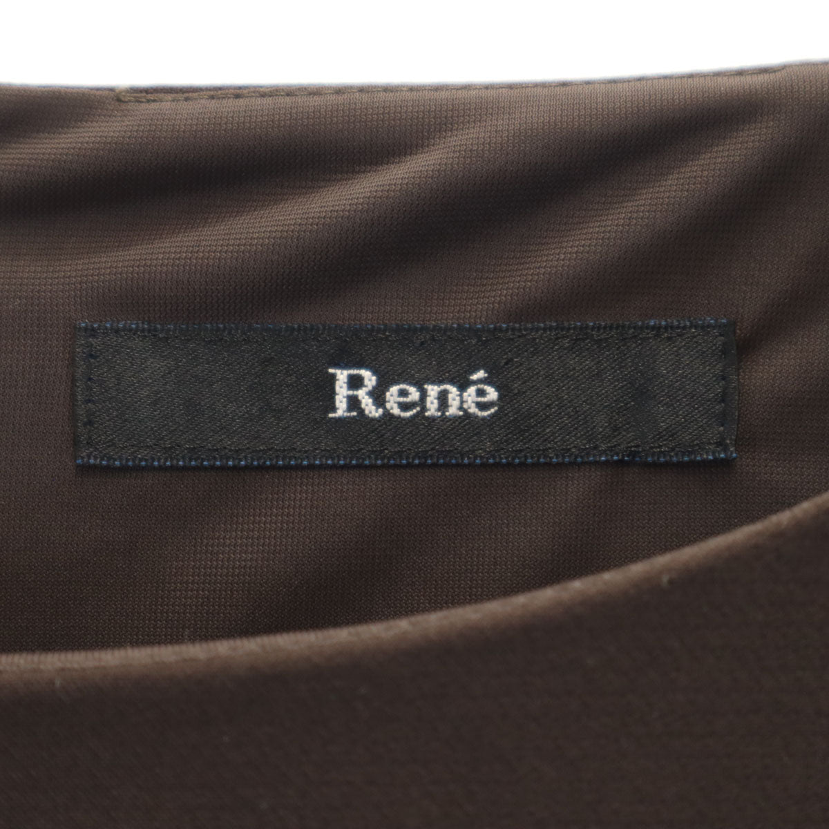 Rene ルネ 日本製 フレンチスリーブ 膝丈ワンピース 36 ブラウン レディース