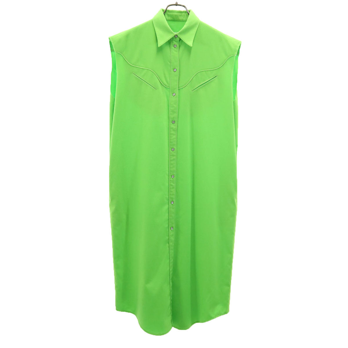 Maison Margiela メゾンマルジェラ イタリア製 ノースリーブ ウエスタン ロングワンピース 38 グリーン系 レディース