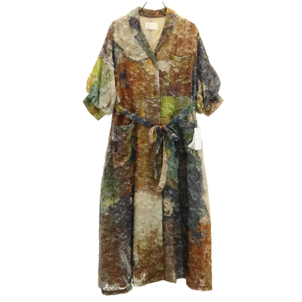 未使用 AMERI UNDRESSED アメリ 半袖 カットジャガード シャツワンピース S ブラウン系 レディース