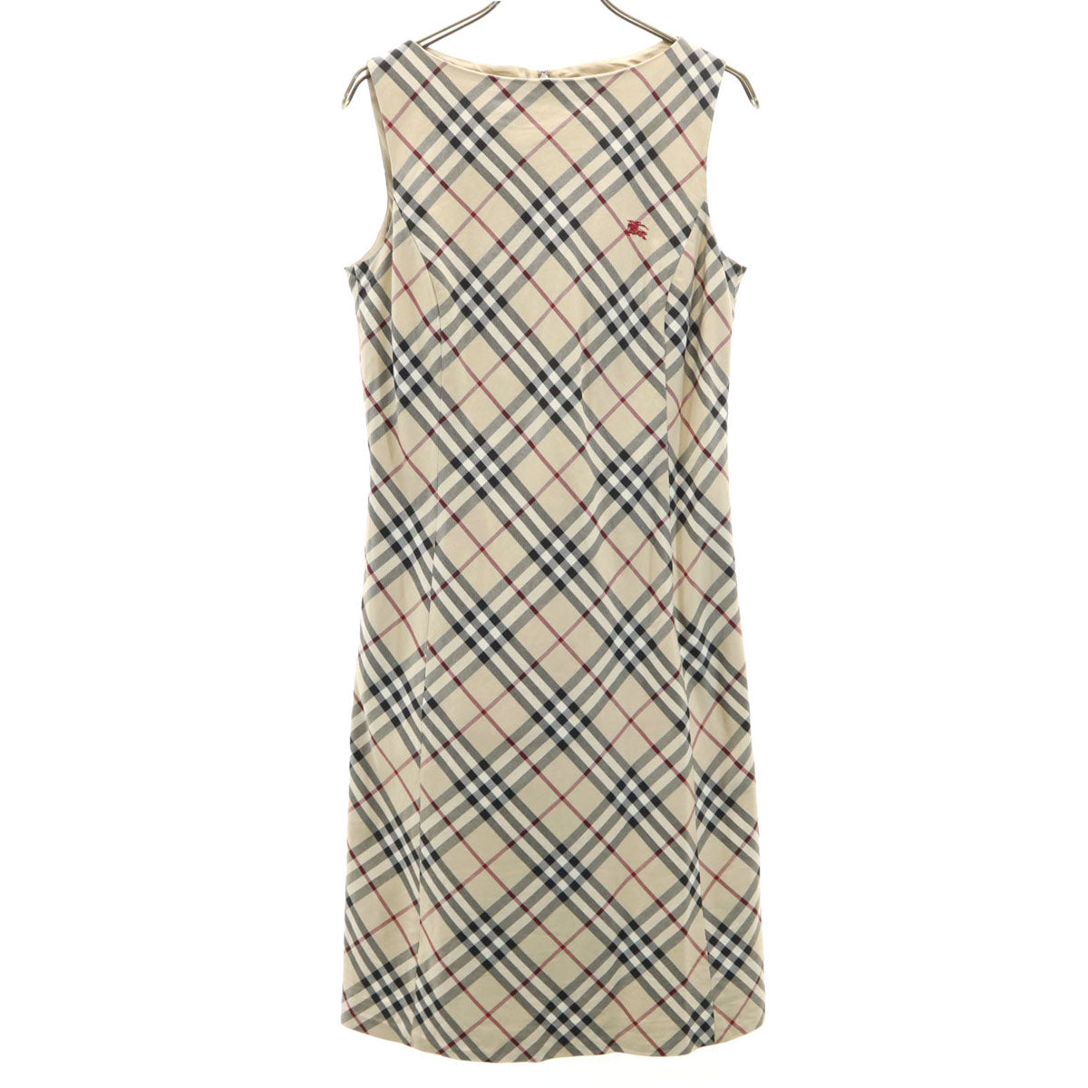 BURBERRY BLUE LABEL バーバリーブルーレーベル チェック柄 ノースリーブ ワンピース 38 ベージュ系 三陽商会 レディース