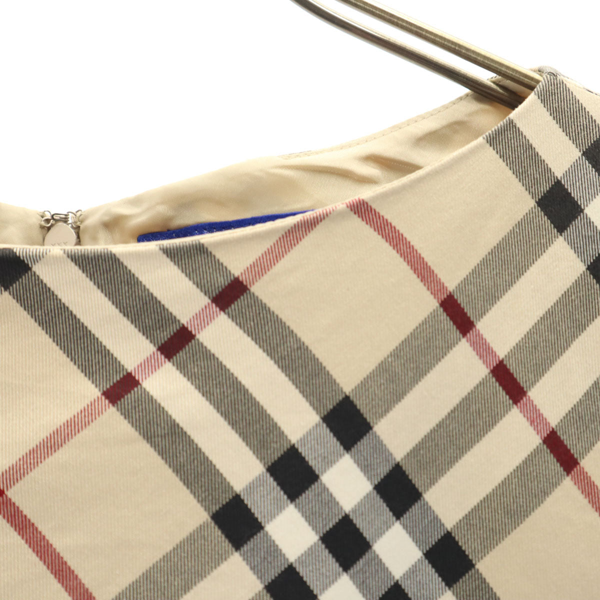 BURBERRY BLUE LABEL バーバリーブルーレーベル チェック柄 ノースリーブ ワンピース 38 ベージュ系 三陽商会 レディース