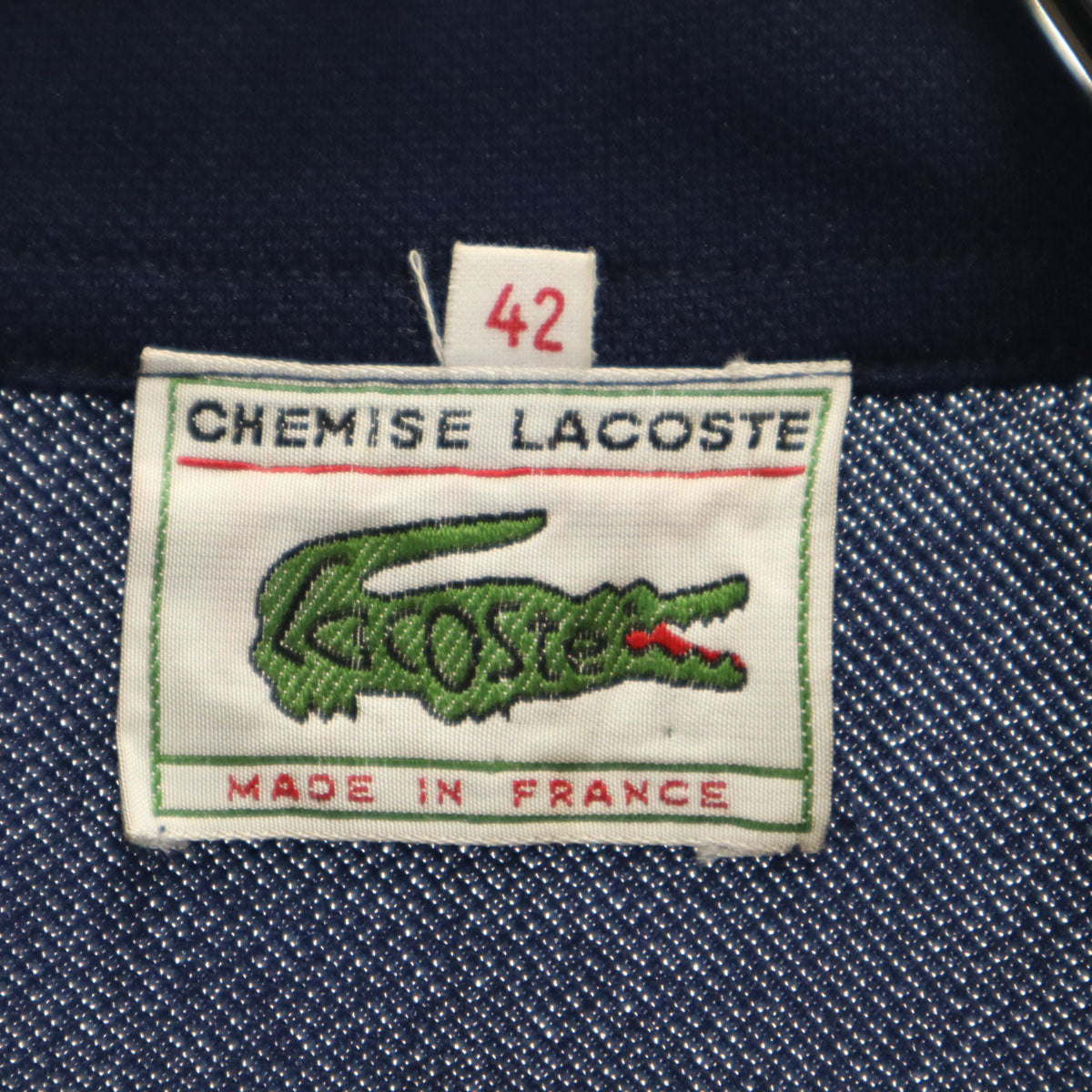CHEMISE LACOSTE シュミーズラコステ 80s フランス製 半袖 ポロ ロングワンピース 42 ネイビー レディース