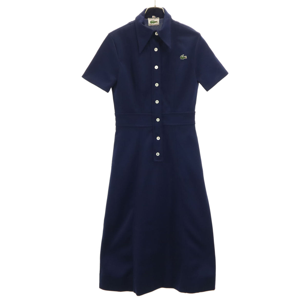 CHEMISE LACOSTE シュミーズラコステ 80s フランス製 半袖 ポロ ワンピース 40 ネイビー レディース