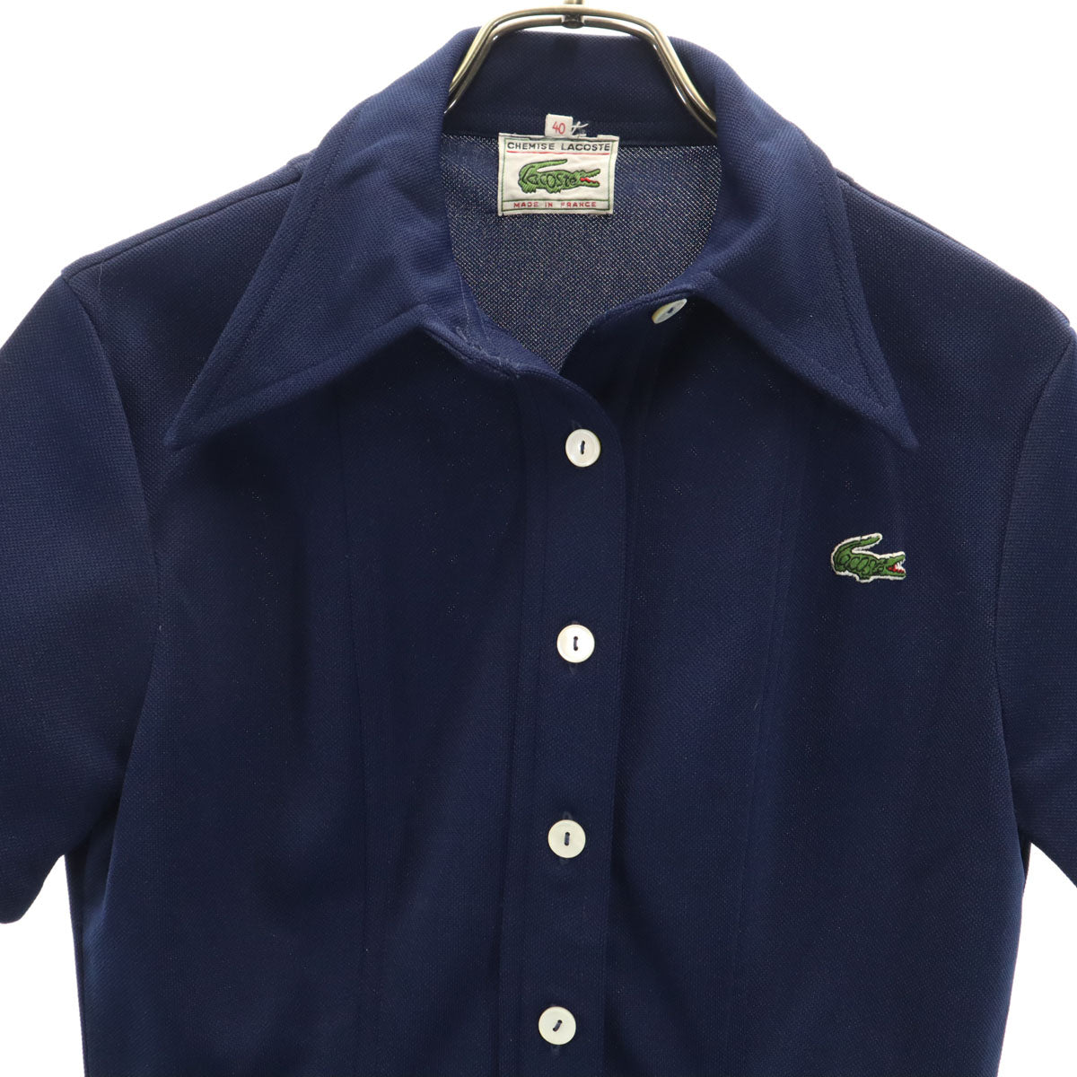 CHEMISE LACOSTE シュミーズラコステ 80s フランス製 半袖 ポロ ワンピース 40 ネイビー レディース