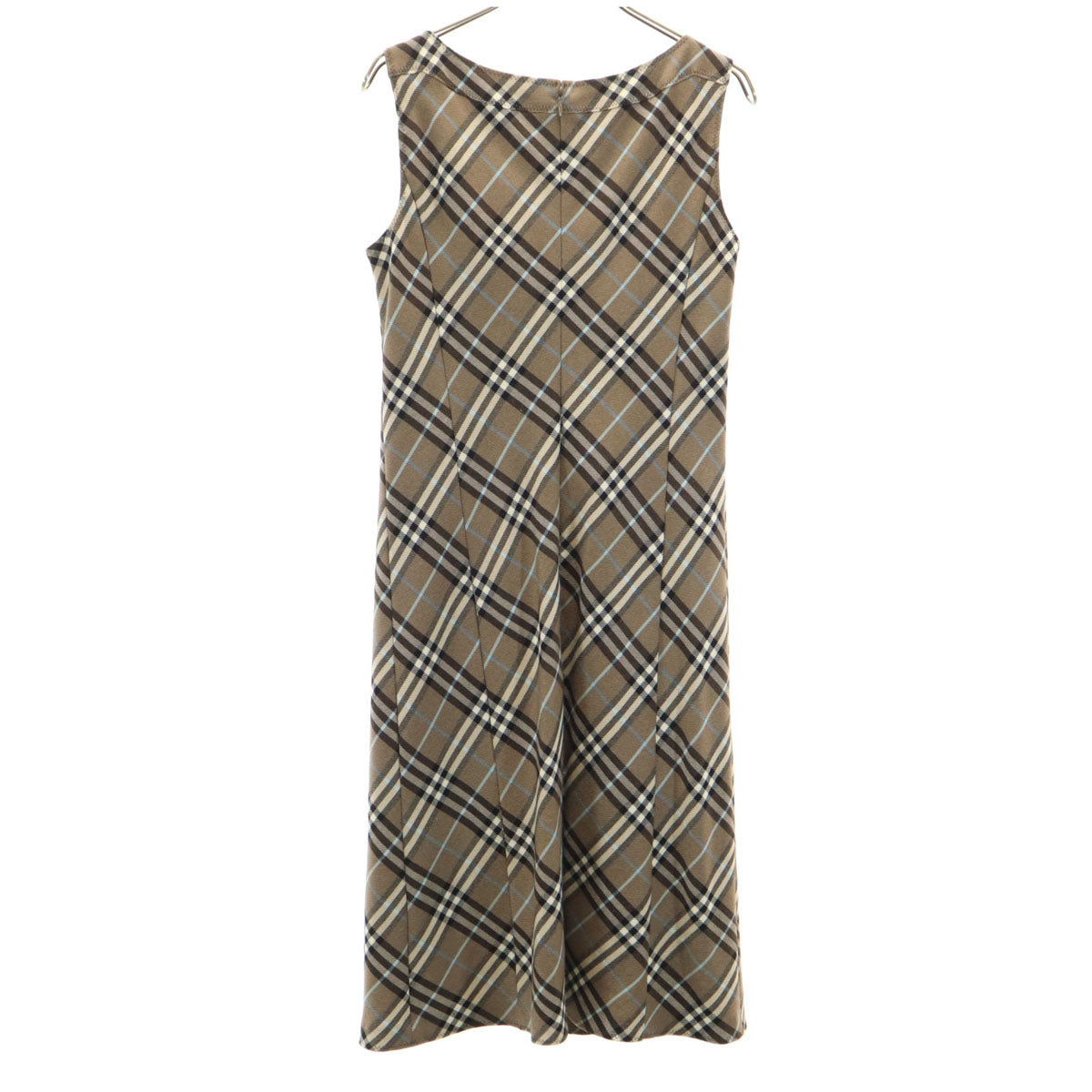 BURBERRY BLUE LABEL バーバリーブルーレーベル 日本製 ノバチェック柄 ノースリーブ ワンピース 38 ブラウン 三陽商会 レディース