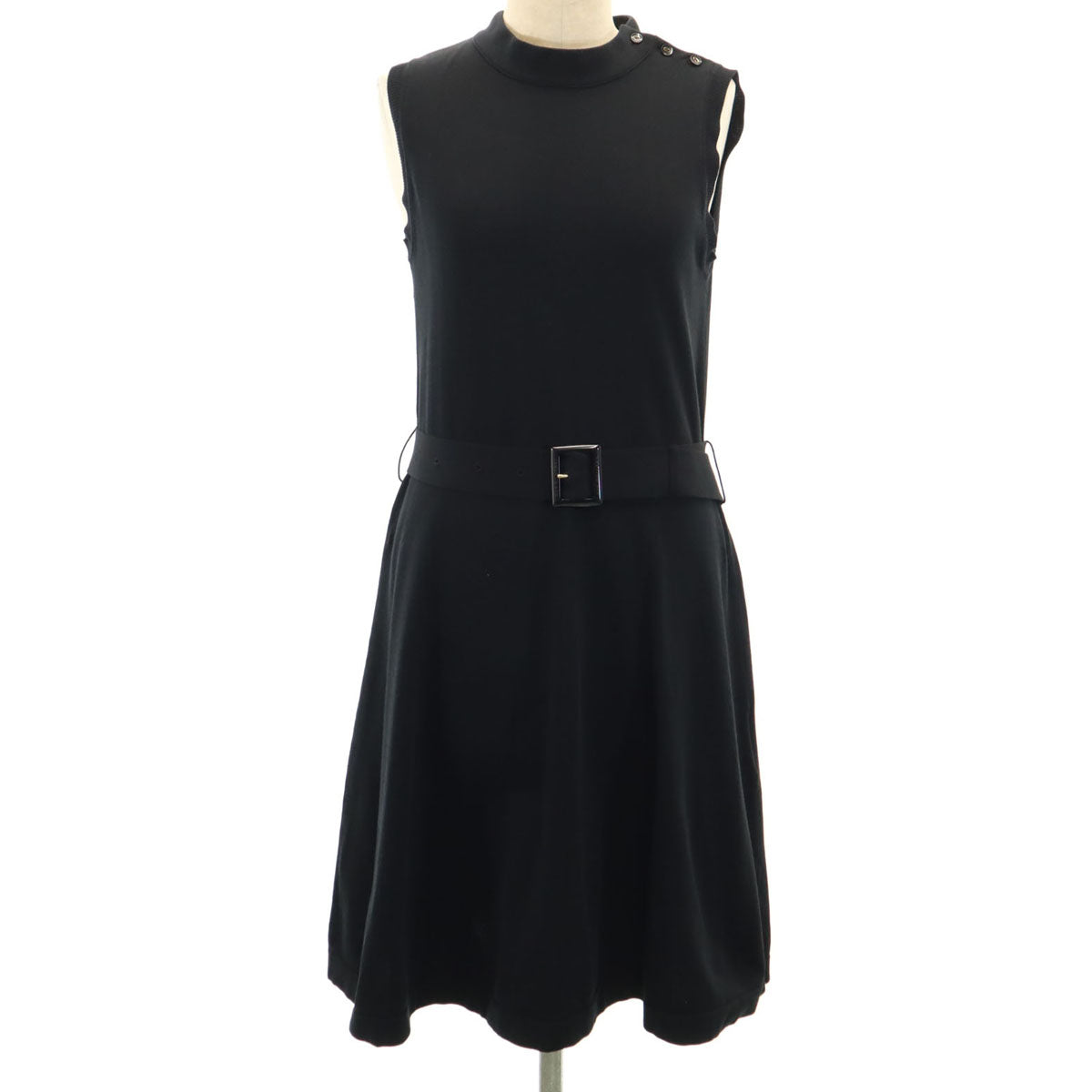 BLUE LABEL CRESTBRIDGE ブルーレーベルクレストブリッジ ノースリーブ ニット ワンピース 38 ブラック レディース