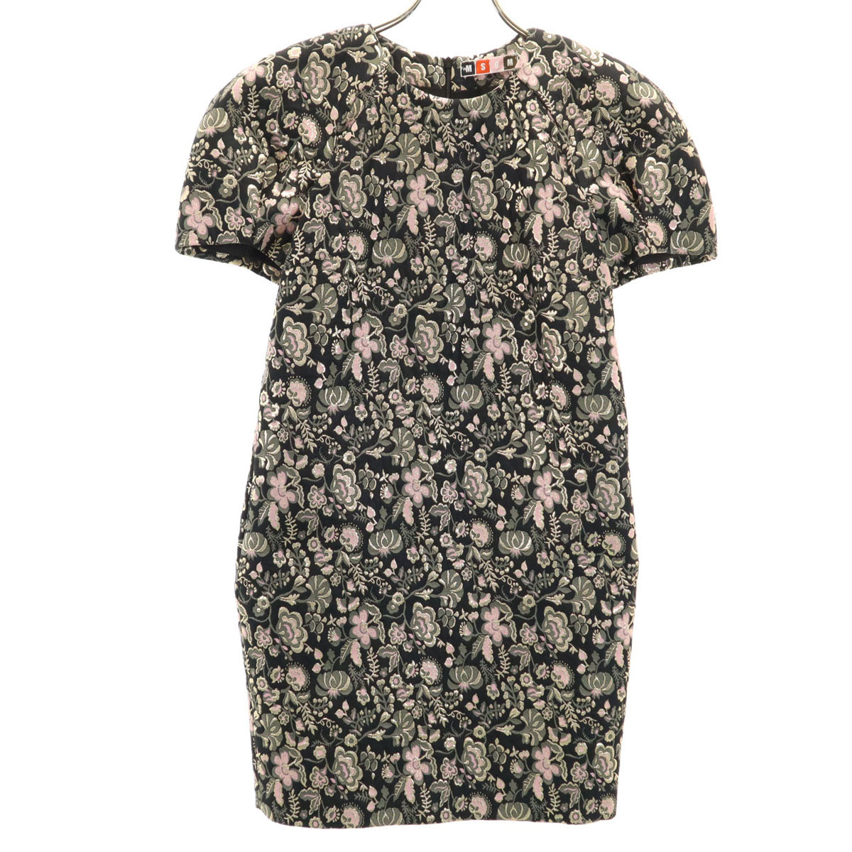 MSGM エムエスジーエム イタリア製 総柄 半袖 ミニワンピース 38 ブラック レディース