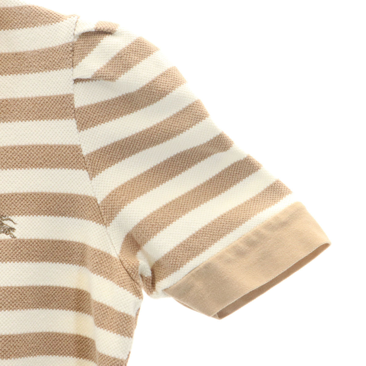 BURBERRY BLUE LABEL バーバリーブルーレーベル 日本製 ボーダー柄 半袖 ポロ ワンピース 38 ベージュ 三陽商会 レディース