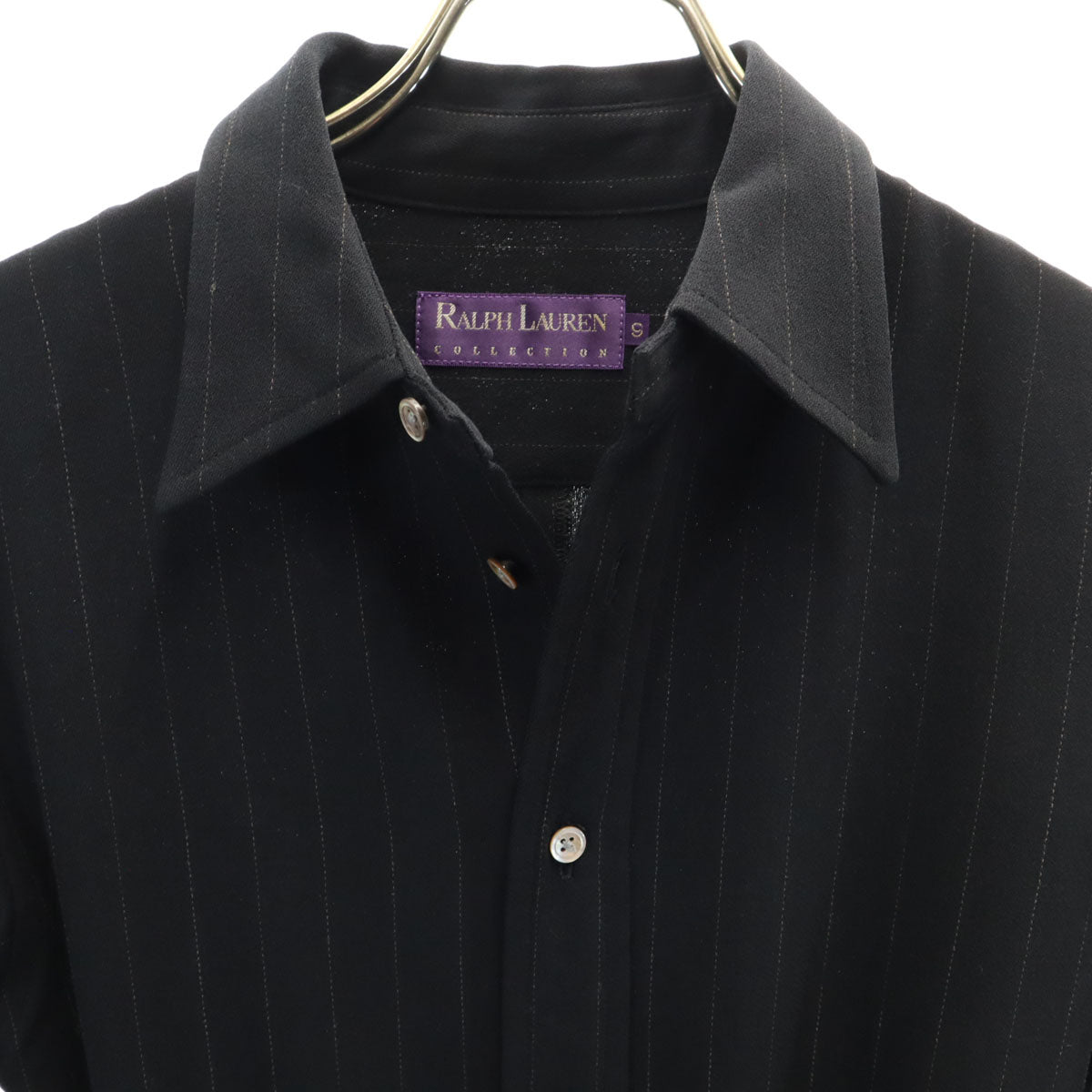 RALPH LAUREN COLLECTION ラルフローレン コレクション 長袖 シャツワンピース 9 ブラック レディース