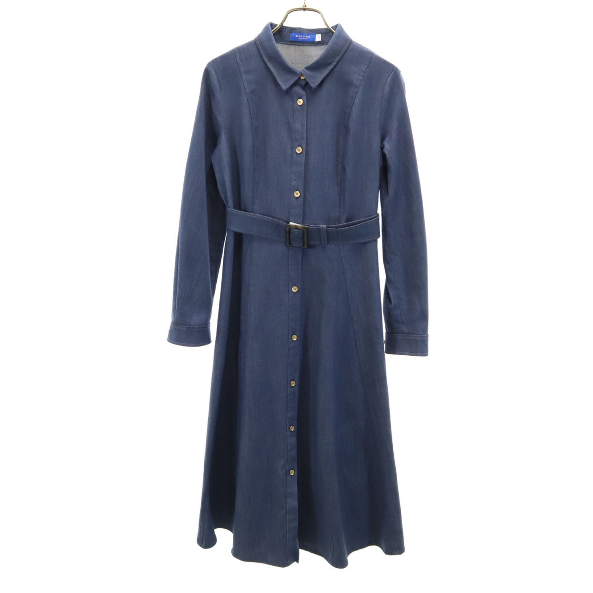 BLUE LABEL CRESTBRIDGE ブルーレーベルクレストブリッジ 長袖 ロングワンピース 36 ブルー 三陽商会 レディース
