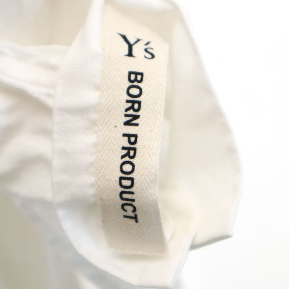 Y's ワイズ 日本製 長袖 ノーカラーシャツ 1 白 メンズ