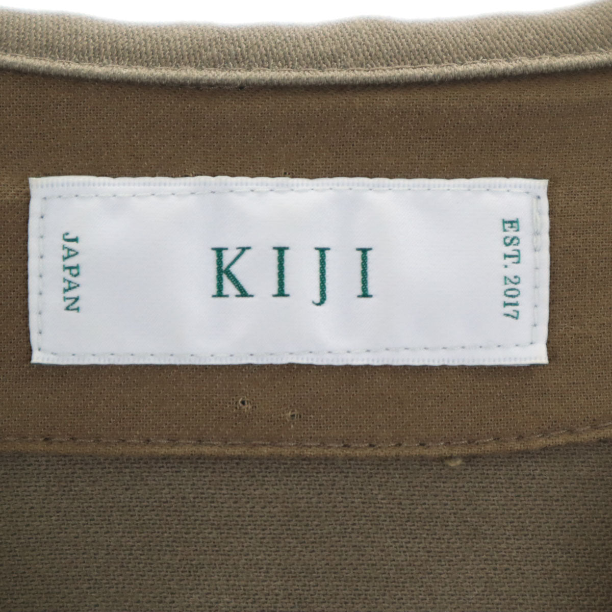 KIJI キジ 日本製 長袖 Vネック セーラー ワンピース 1 オリーブ レディース