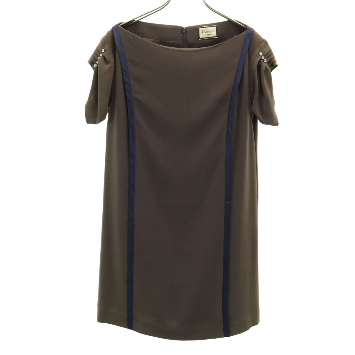 Diagram ダイアグラム 日本製 フレンチスリーブ 膝丈ワンピース 36 ブラウン系 レディース