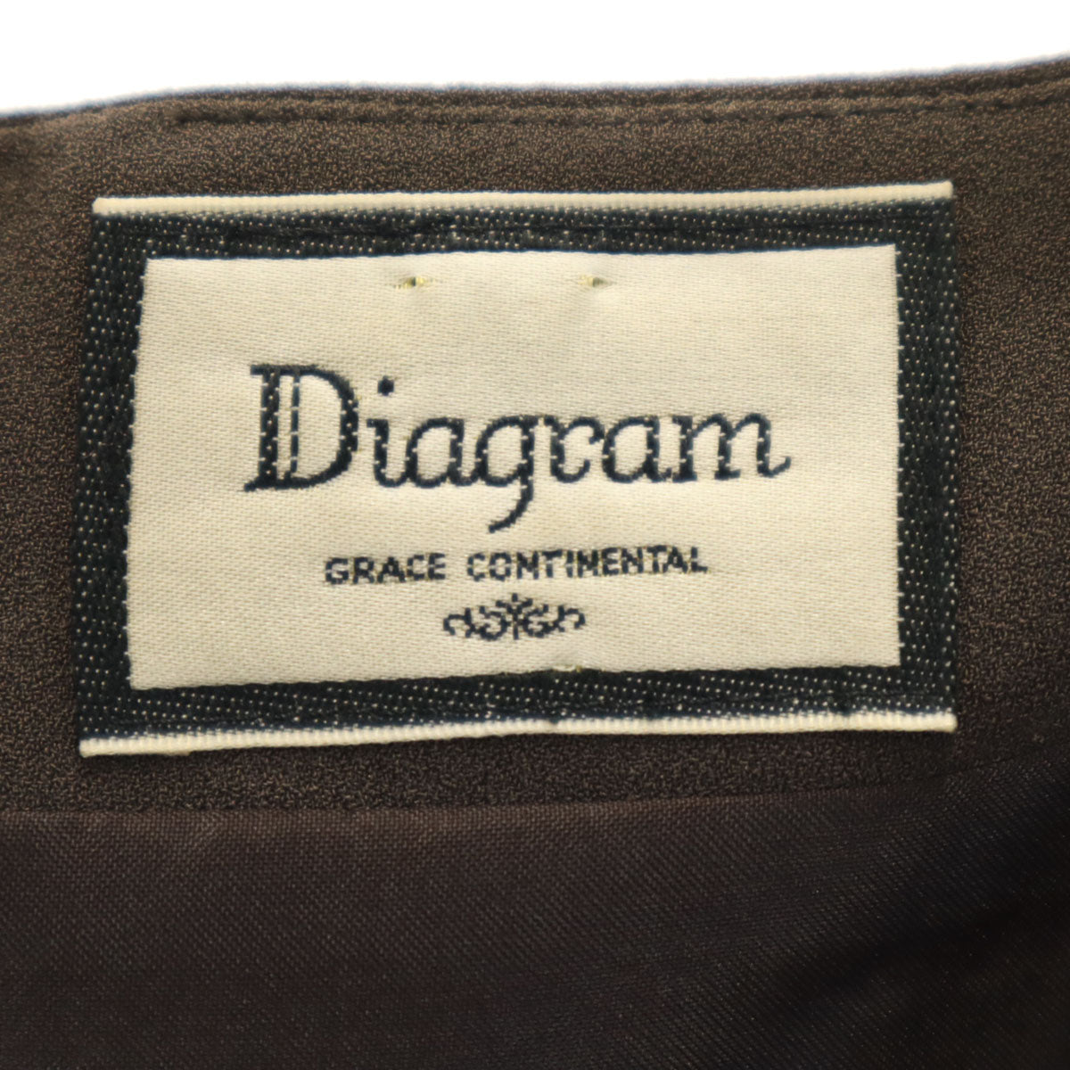 Diagram ダイアグラム 日本製 フレンチスリーブ 膝丈ワンピース 36 ブラウン系 レディース