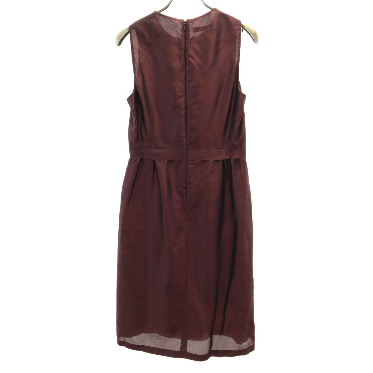Emporio Armani エンポリオアルマーニ 90s イタリア製 シルク オールド ノースリーブ 膝丈ワンピース 36 ブラウン系 レディース